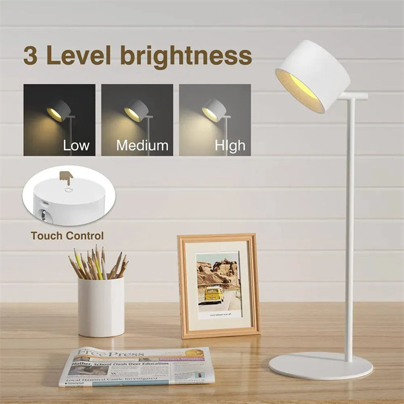 Magnetic Touchable LED USB Rechargeable Table Lamp 360 Rotate Cordless