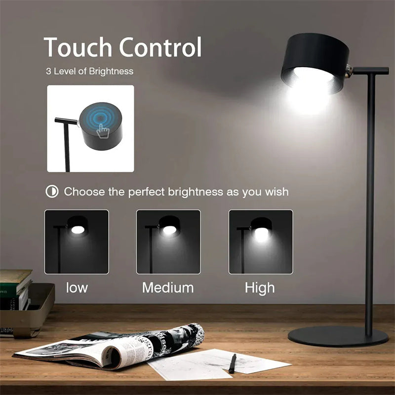Magnetic Touchable LED USB Rechargeable Table Lamp 360 Rotate Cordless