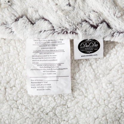 DaDa Bedding Luxury Dreamy Milky White & Purple Sherpa Backside Faux