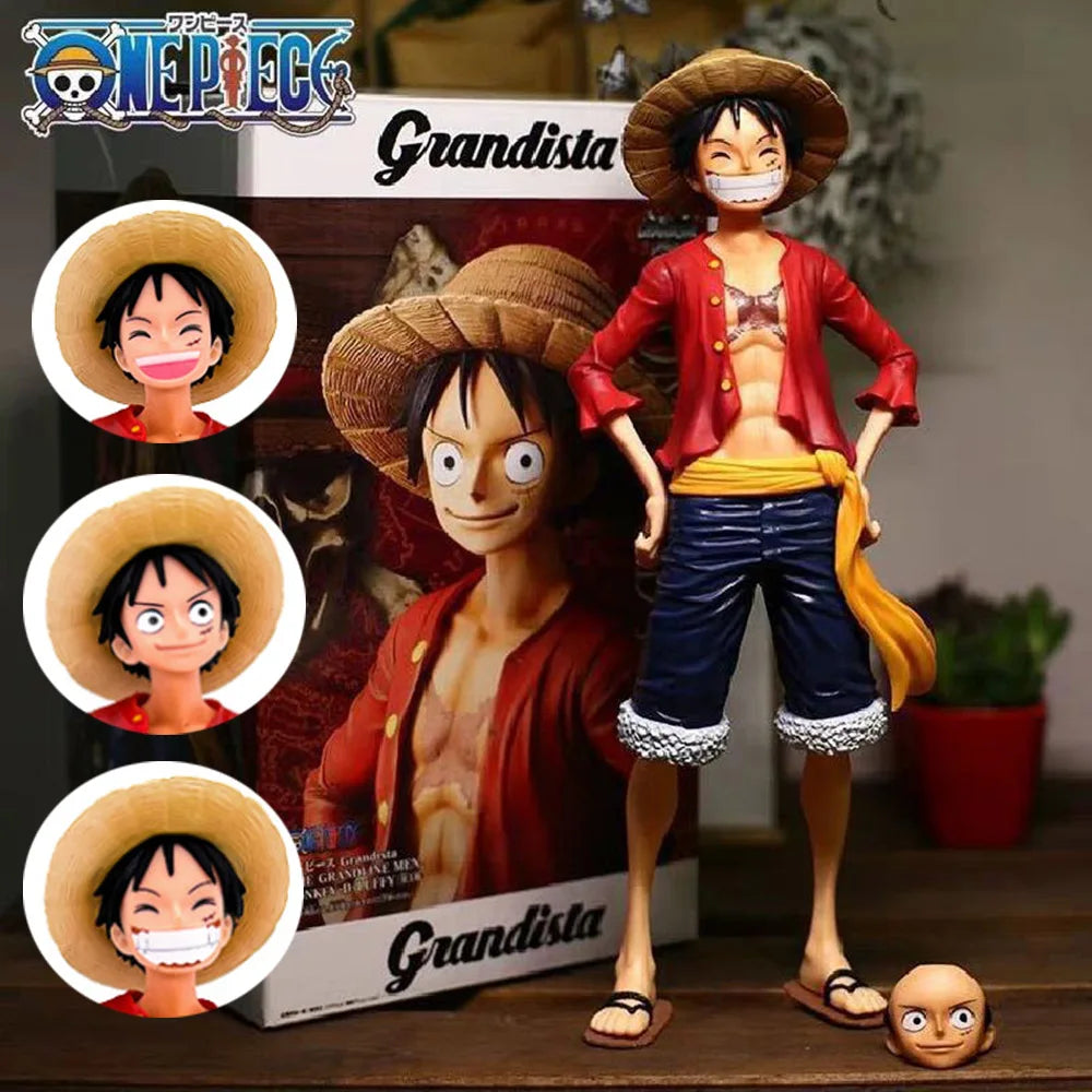 Hot 28cm  One Piece Anime Figure Confident Smiley Luffy Three Form