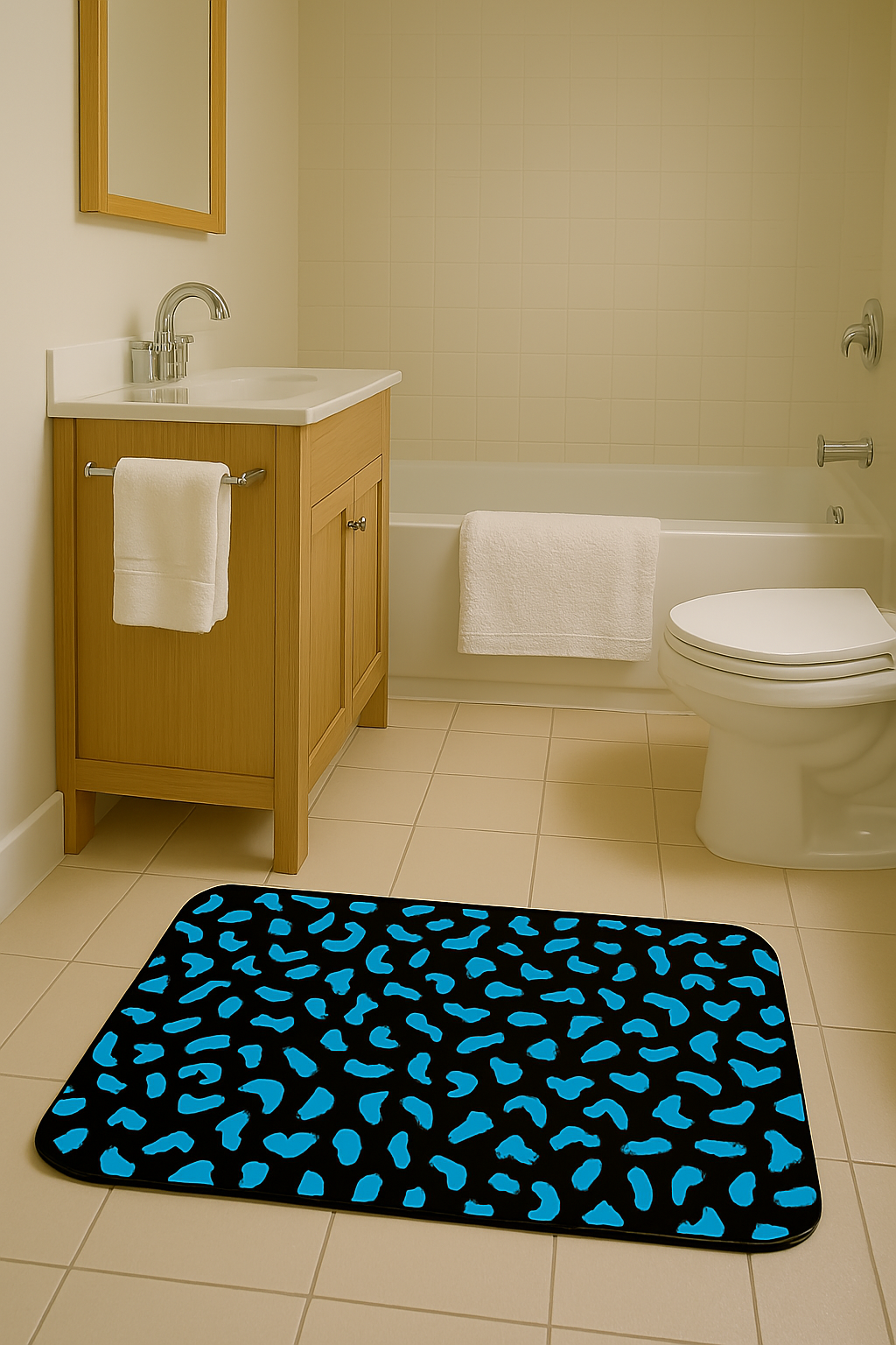 Blue camouflage Bathmat