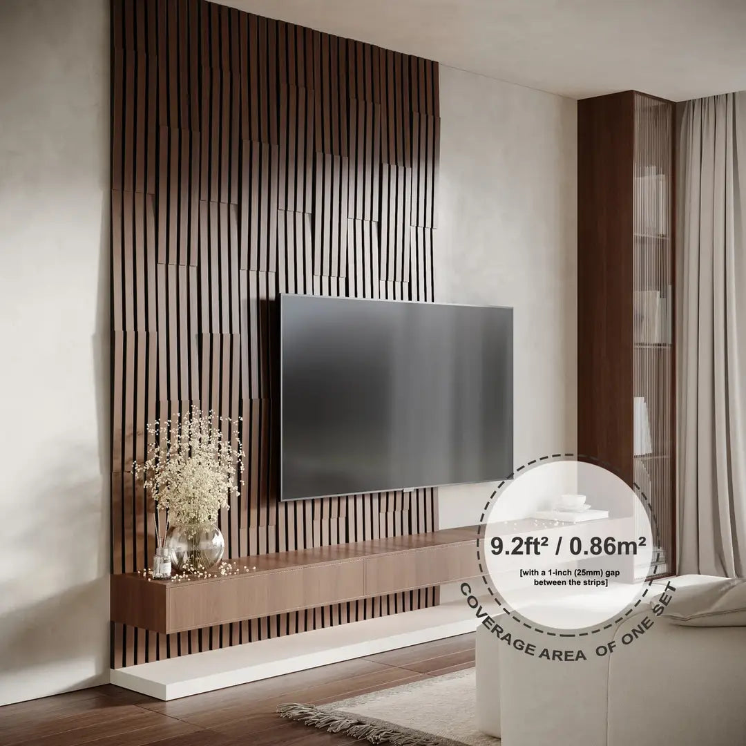 Acoustic Slat Wood Wall Panels «Loza-3» | 1.2" Width | Decor