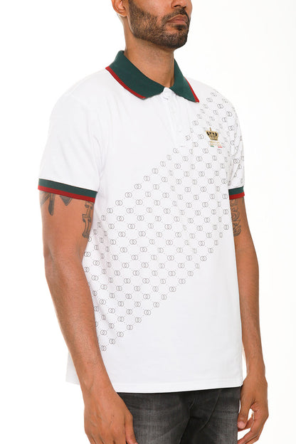 Italian Print Collared Polo Shirt