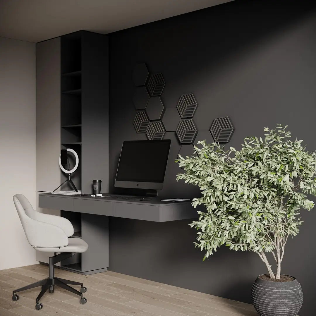 12 Pack – Acoustic Hexagon Wood Panels | 3D Wall Decor