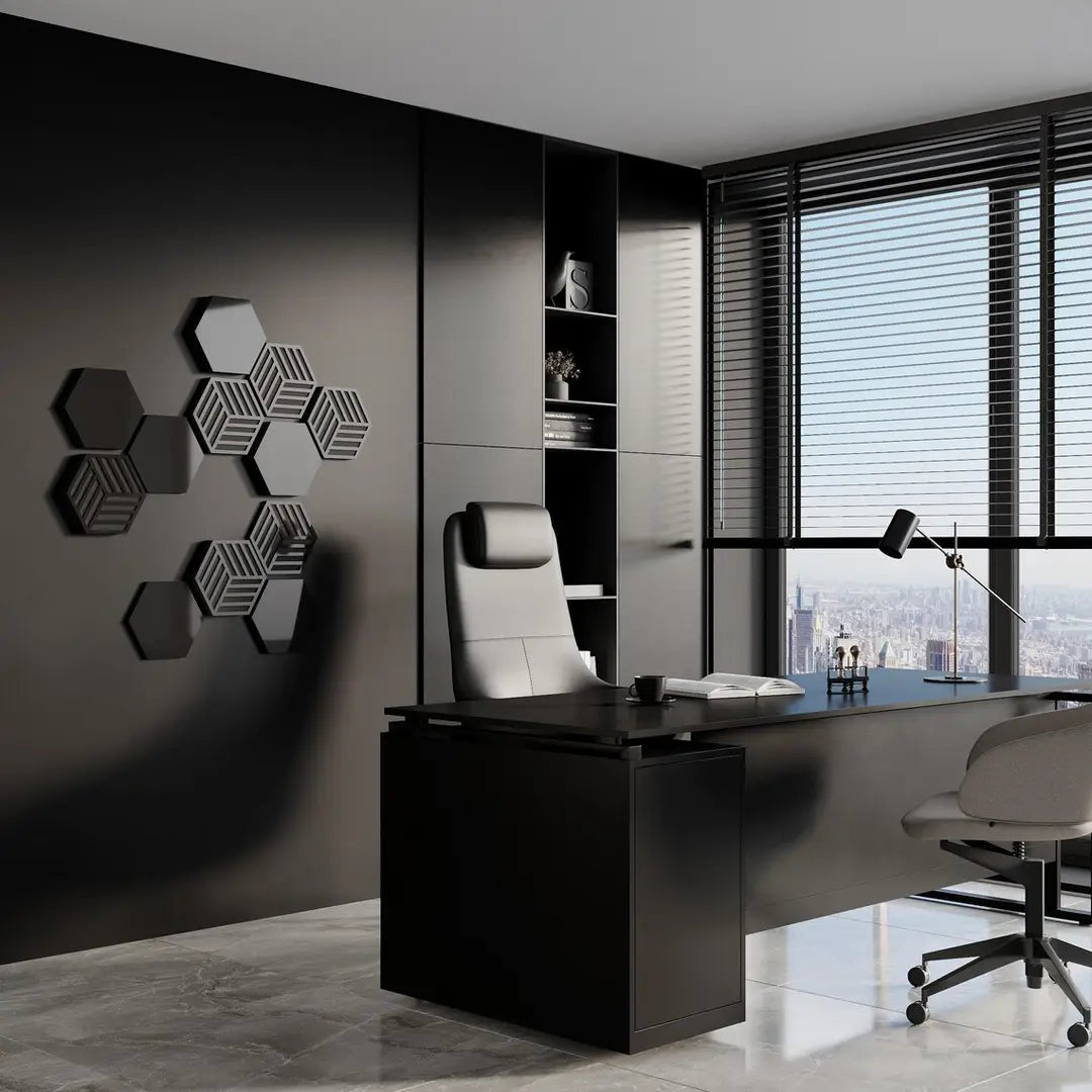 12 Pack – Acoustic Hexagon Wood Panels | 3D Wall Decor