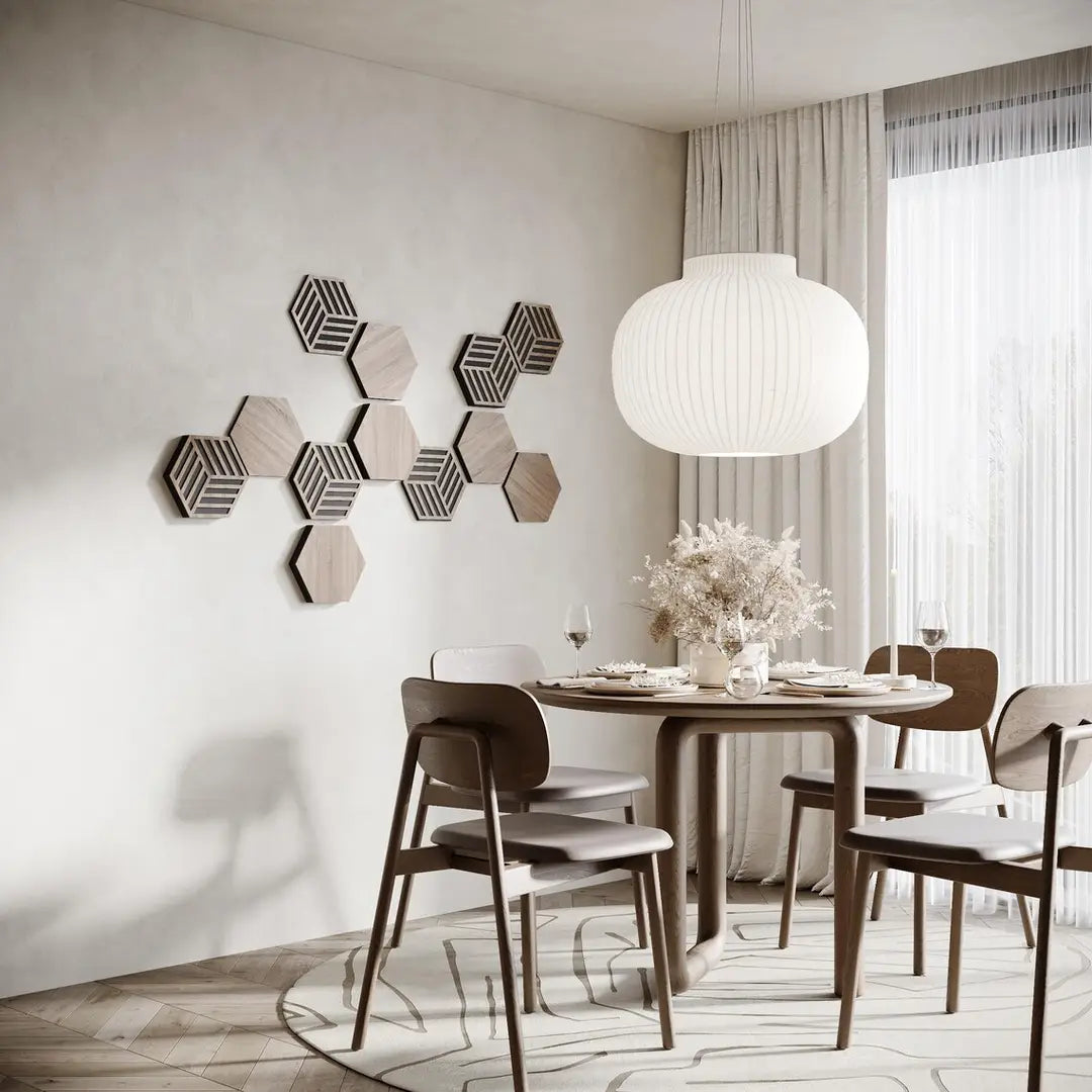 12 Pack – Acoustic Hexagon Wood Panels | 3D Wall Decor