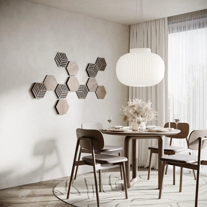 12 Pack – Acoustic Hexagon Wood Panels | 3D Wall Decor